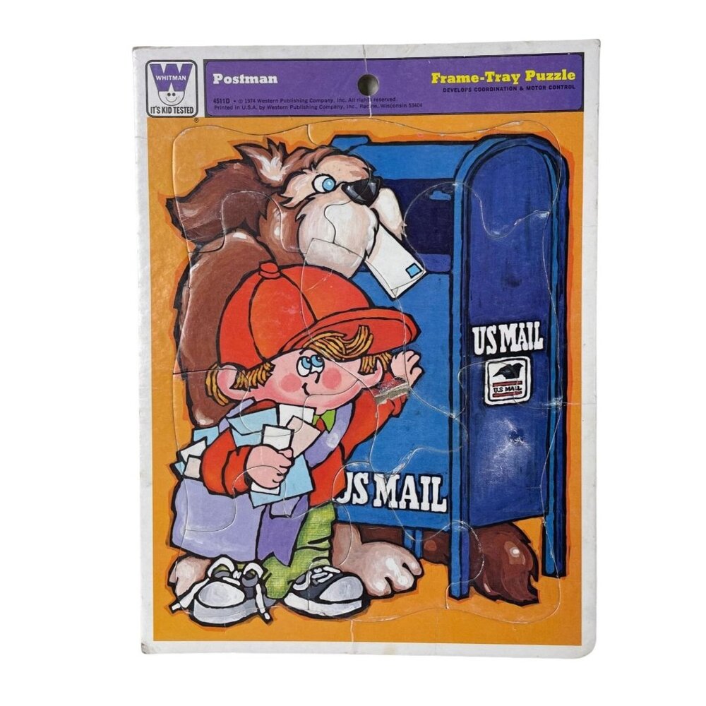 Vintage 1974 Whitman Postman Board Tray Puzzle, Toy